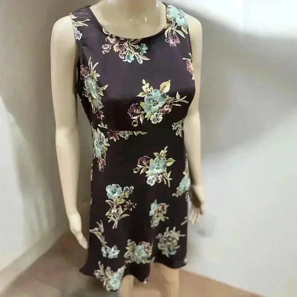 All That Jazz Vintage 80’s/ 90s brown Autumn Floral Mini Slip Dress Size 7/8 - Picture 5 of 7